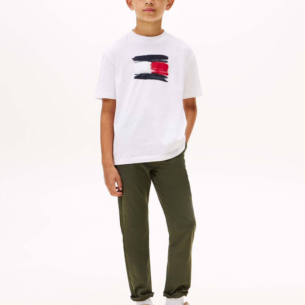 TOMMY HILFIGER - Polera Flag Archive Logo Blanco Tommy Hilfiger