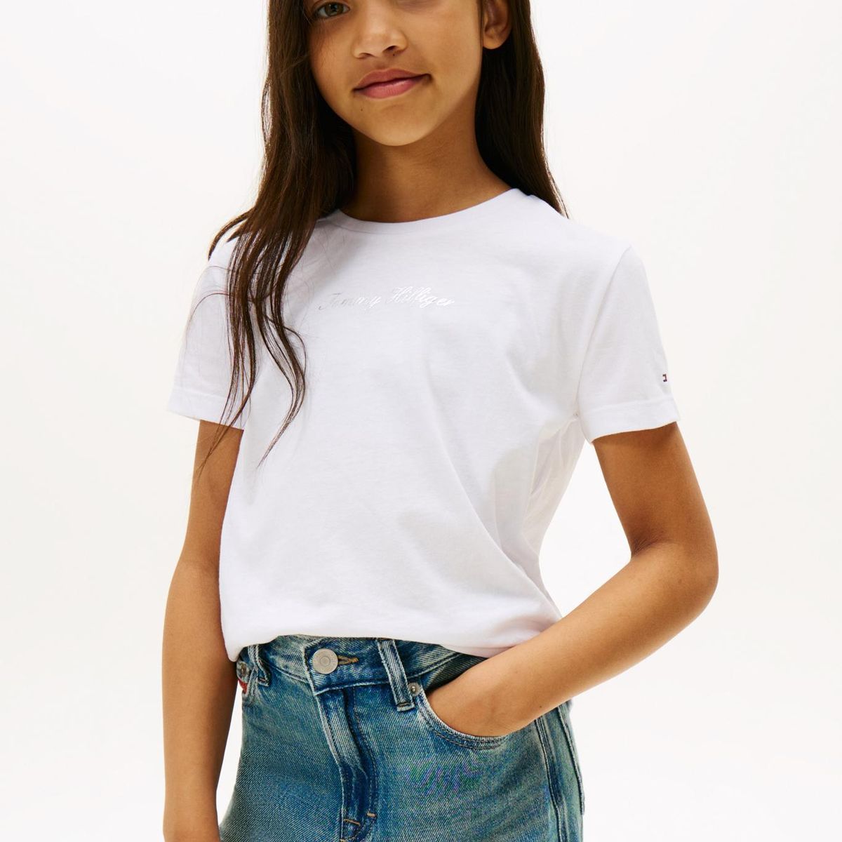 TOMMY HILFIGER - Polera Con Logo Script Blanco Tommy Hilfiger