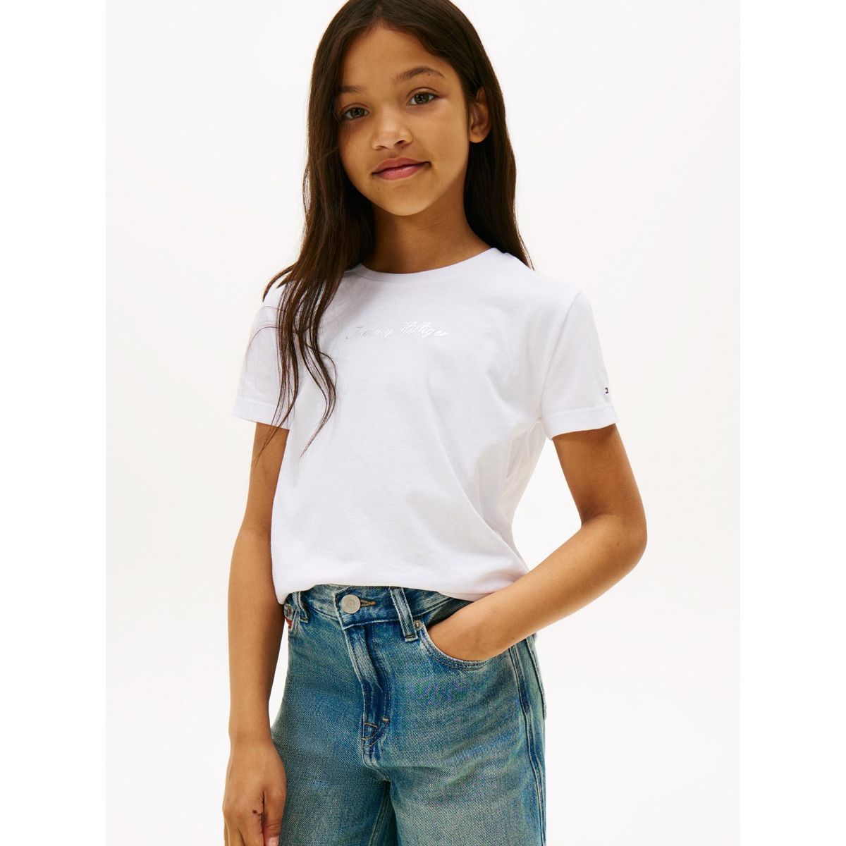 TOMMY HILFIGER - Polera Con Logo Script Blanco Tommy Hilfiger