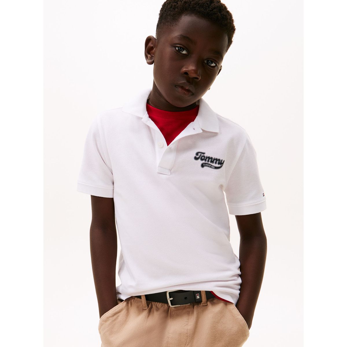 TOMMY HILFIGER - Polo Varsity Con Logo Gráfico De Niño Blanco Tommy Hilfiger