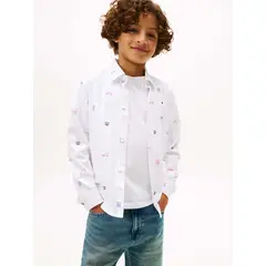 TOMMY HILFIGER - Camisa Varsity De Niño Blanco