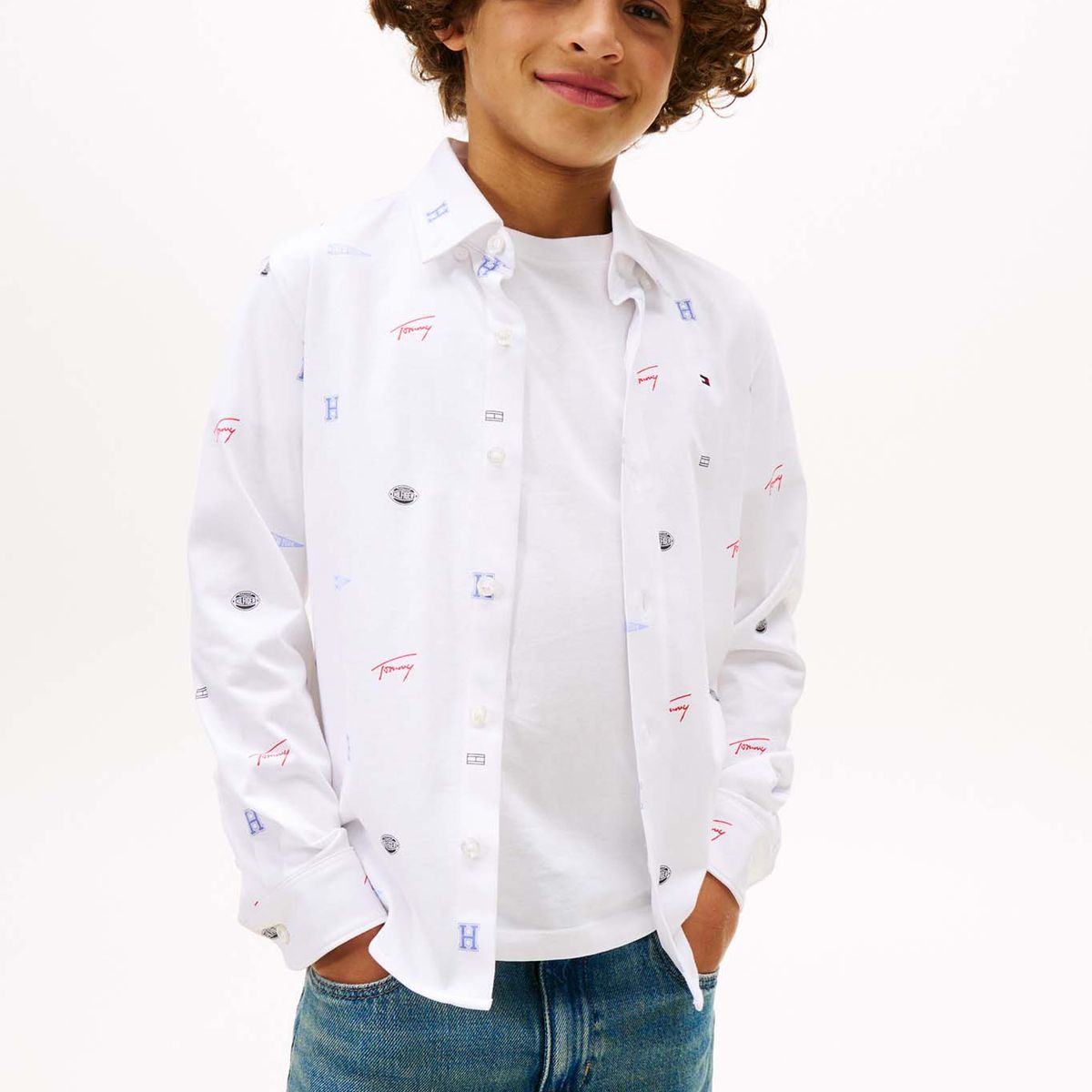 TOMMY HILFIGER - Camisa Varsity De Niño Blanco Tommy Hilfiger