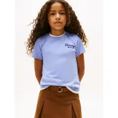 TOMMY HILFIGER - Polera Varsity Con Logo Celeste