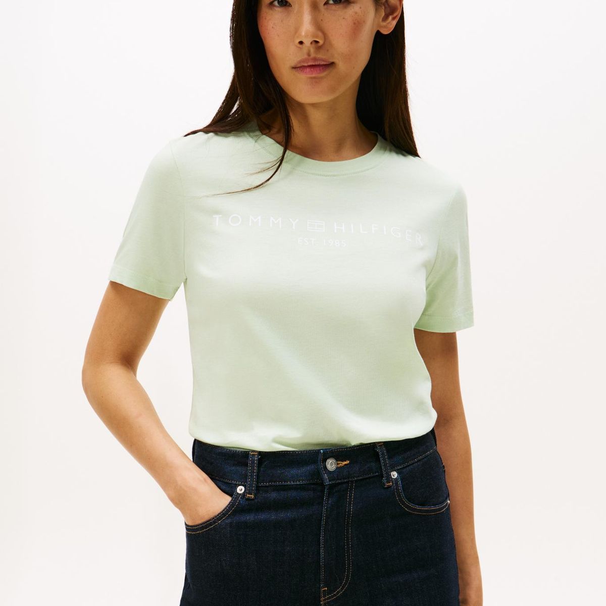 TOMMY HILFIGER - Polera Signature Con Logo Verde Tommy Hilfiger