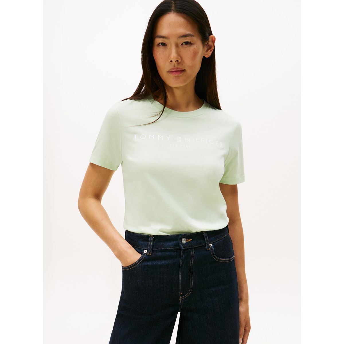 TOMMY HILFIGER - Polera Signature Con Logo Verde Tommy Hilfiger