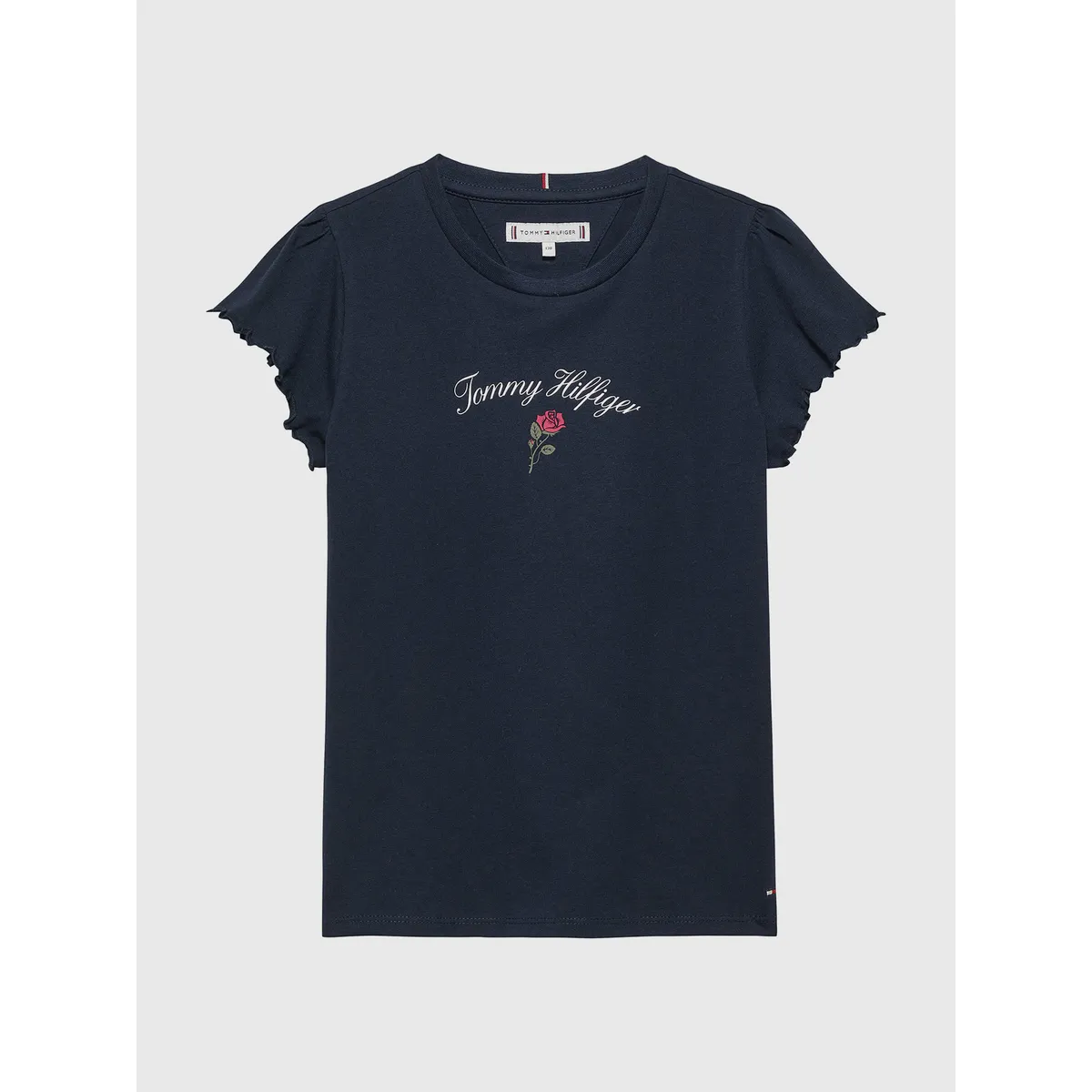 TOMMY HILFIGER - Polera Con Logo Script Gráfico De Niña Azul Tommy Hilfiger