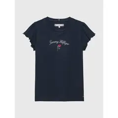 TOMMY HILFIGER - Polera Con Logo Script Gráfico De Niña Azul