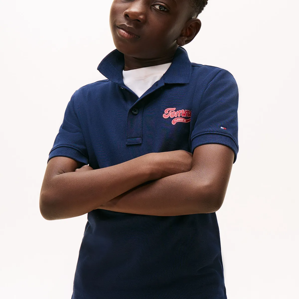 TOMMY HILFIGER - Polo Varsity Con Logo Gráfico De Niño Azul Tommy Hilfiger