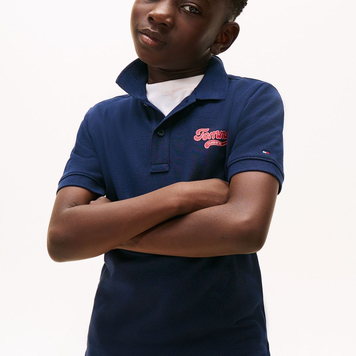 TOMMY HILFIGER - Polo Varsity Con Logo Gráfico De Niño Azul Tommy Hilfiger