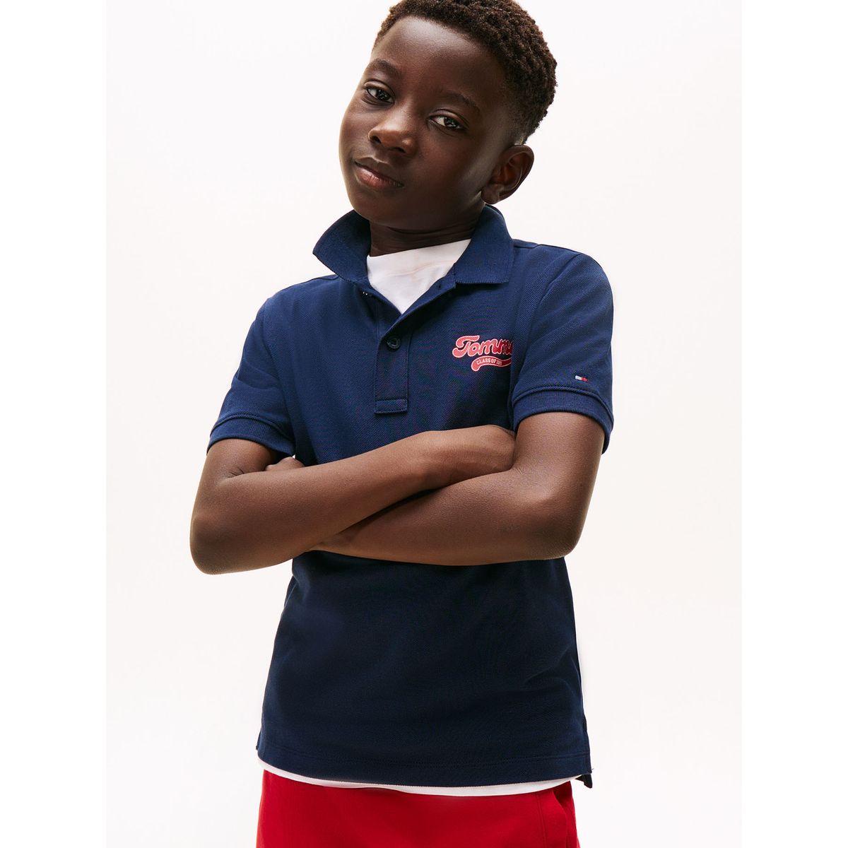 TOMMY HILFIGER - Polo Varsity Con Logo Gráfico De Niño Azul Tommy Hilfiger