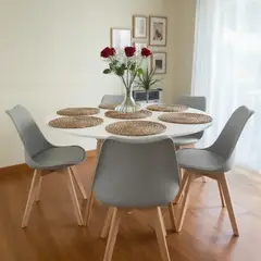 CORI CORI - Comedor Mesa Blanca 120cms + 6 Sillas Tulip