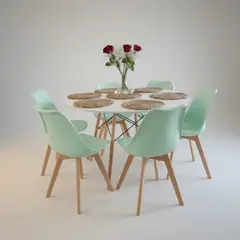 CORI CORI - Comedor Mesa Blanca 120cms + 6 Sillas Tulip