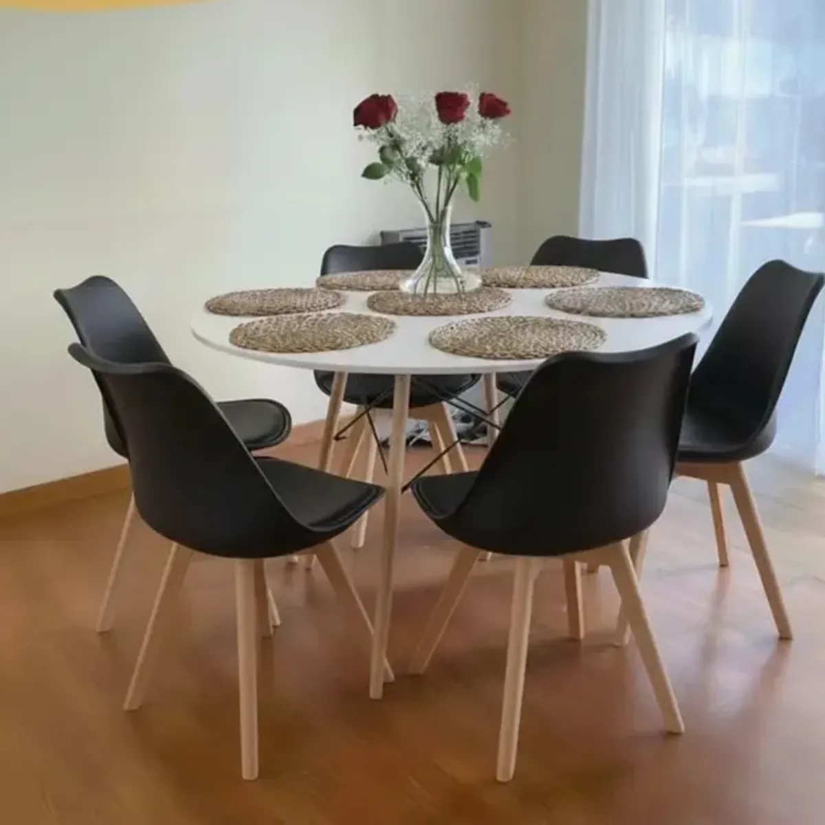 CORI CORI - Comedor Mesa Blanca 120cms + 6 Sillas Tulip