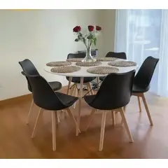 CORI CORI - Comedor Mesa Blanca 120cms + 6 Sillas Tulip