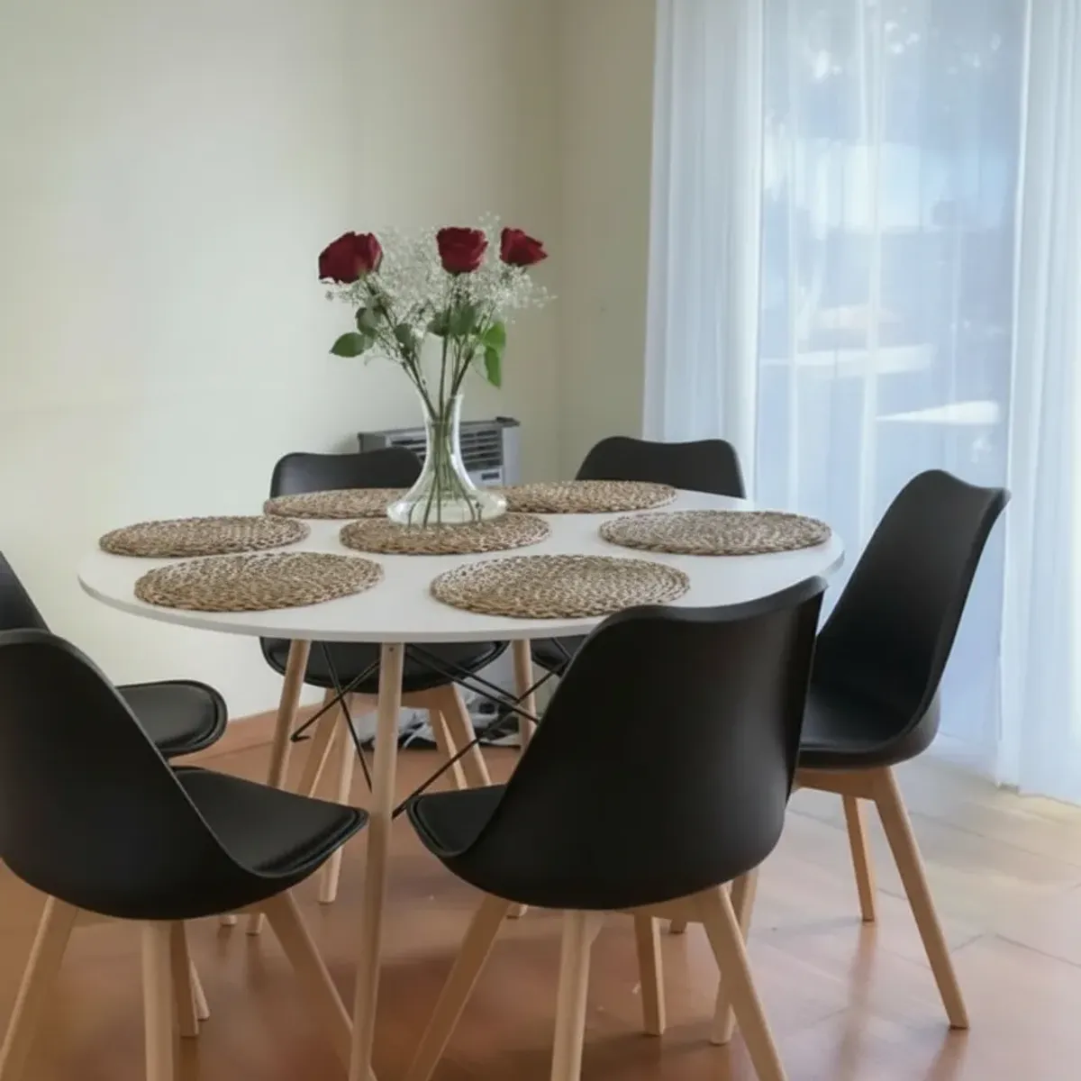 CORI CORI - Comedor Mesa Blanca 120cms + 6 Sillas Tulip