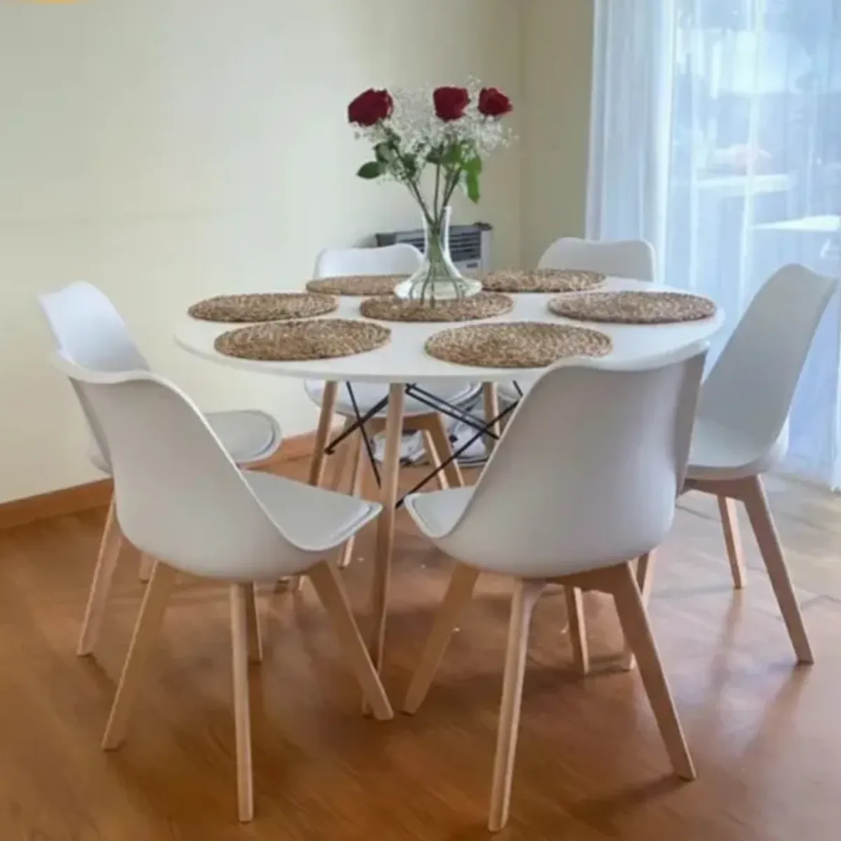 CORI CORI - Comedor Mesa Blanca 120cms + 6 Sillas Tulip