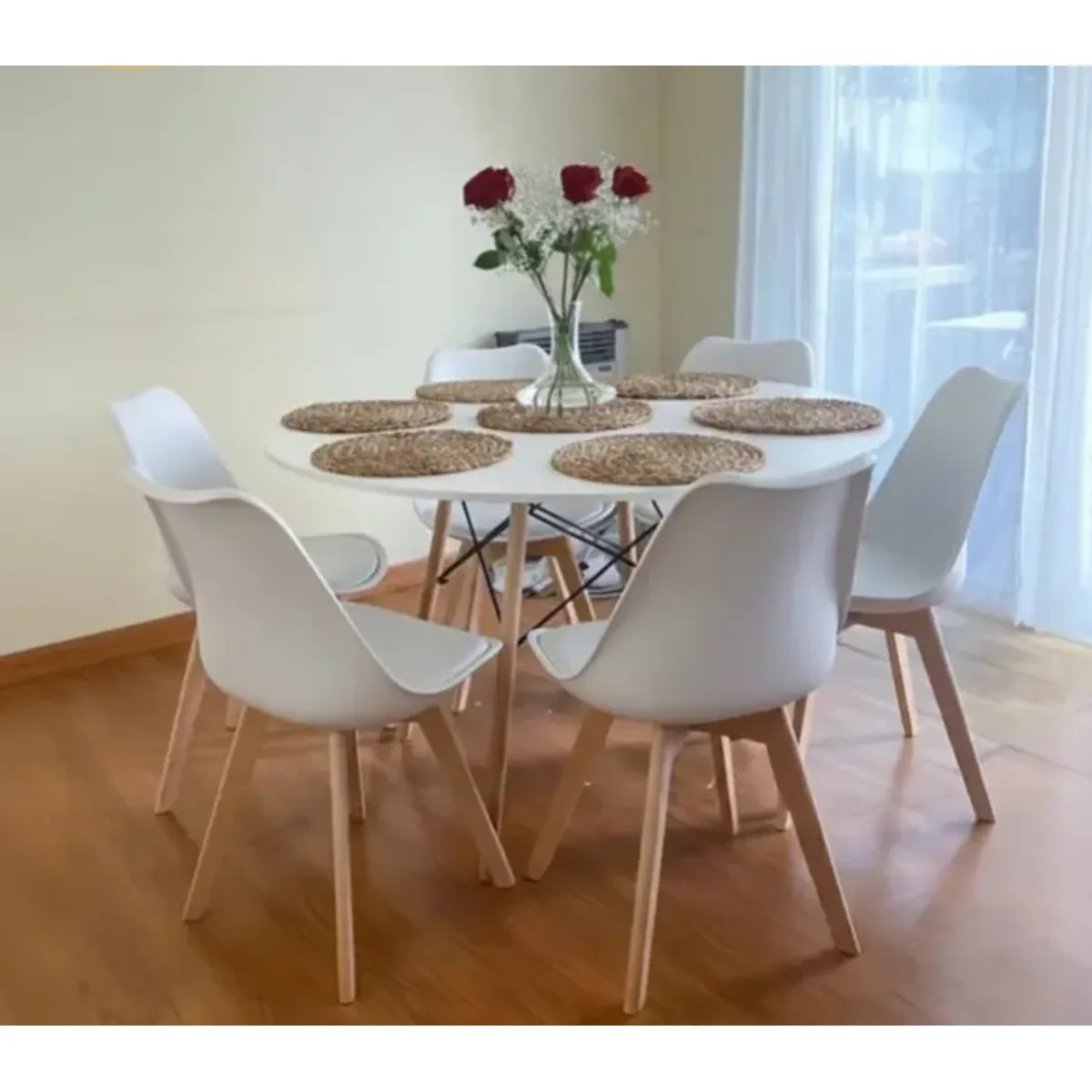 CORI CORI - Comedor Mesa Blanca 120cms + 6 Sillas Tulip