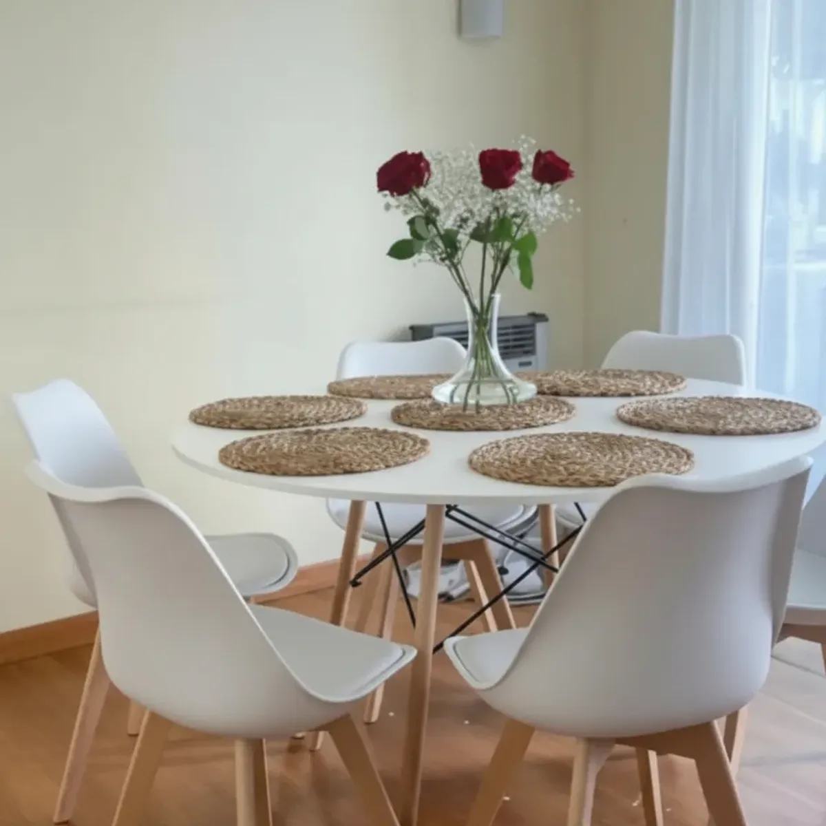 CORI CORI - Comedor Mesa Blanca 120cms + 6 Sillas Tulip
