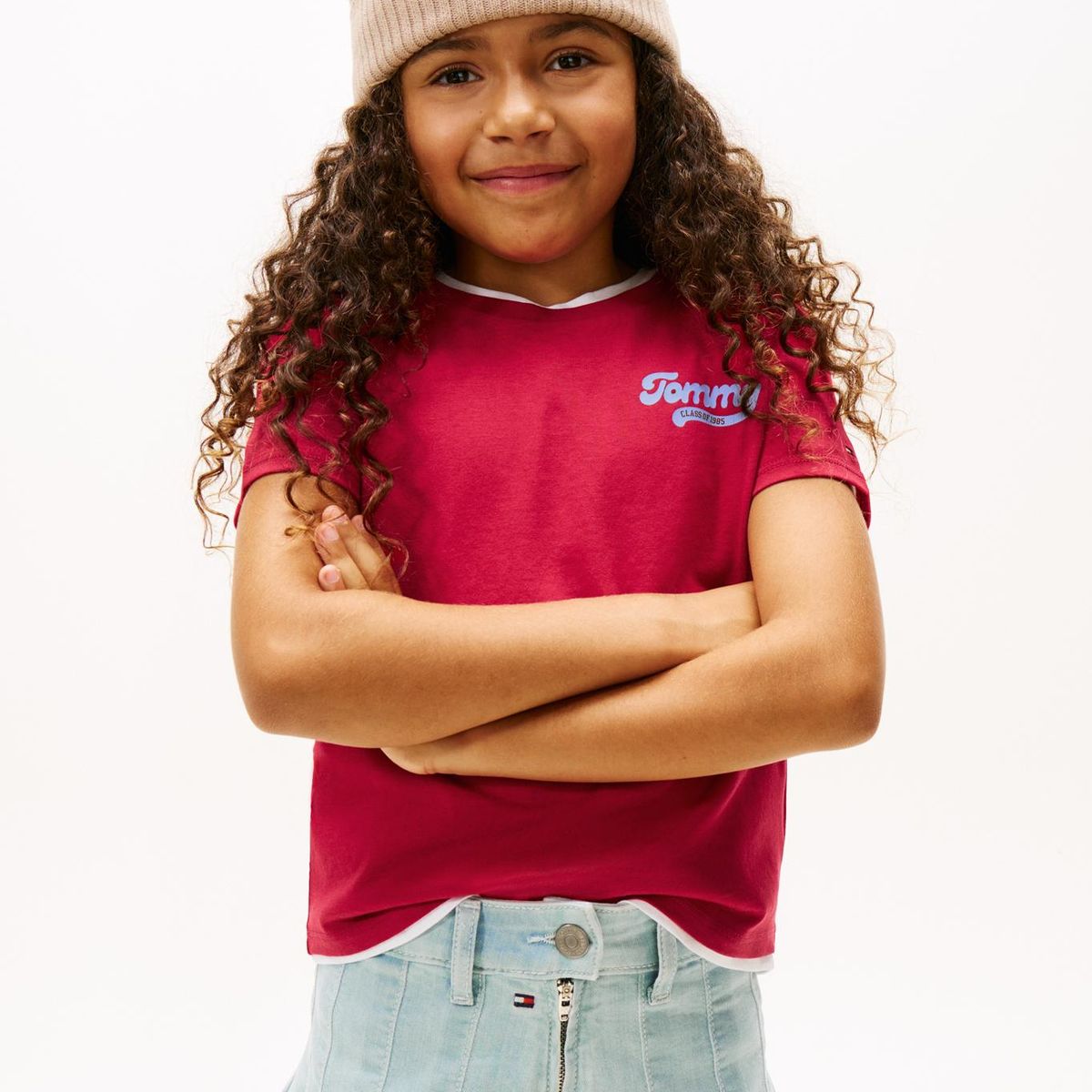 TOMMY HILFIGER - Polera Varsity Con Logo Rojo Tommy Hilfiger