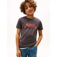 TOMMY HILFIGER - Polera Con Logo Gráfico Nyc Gris