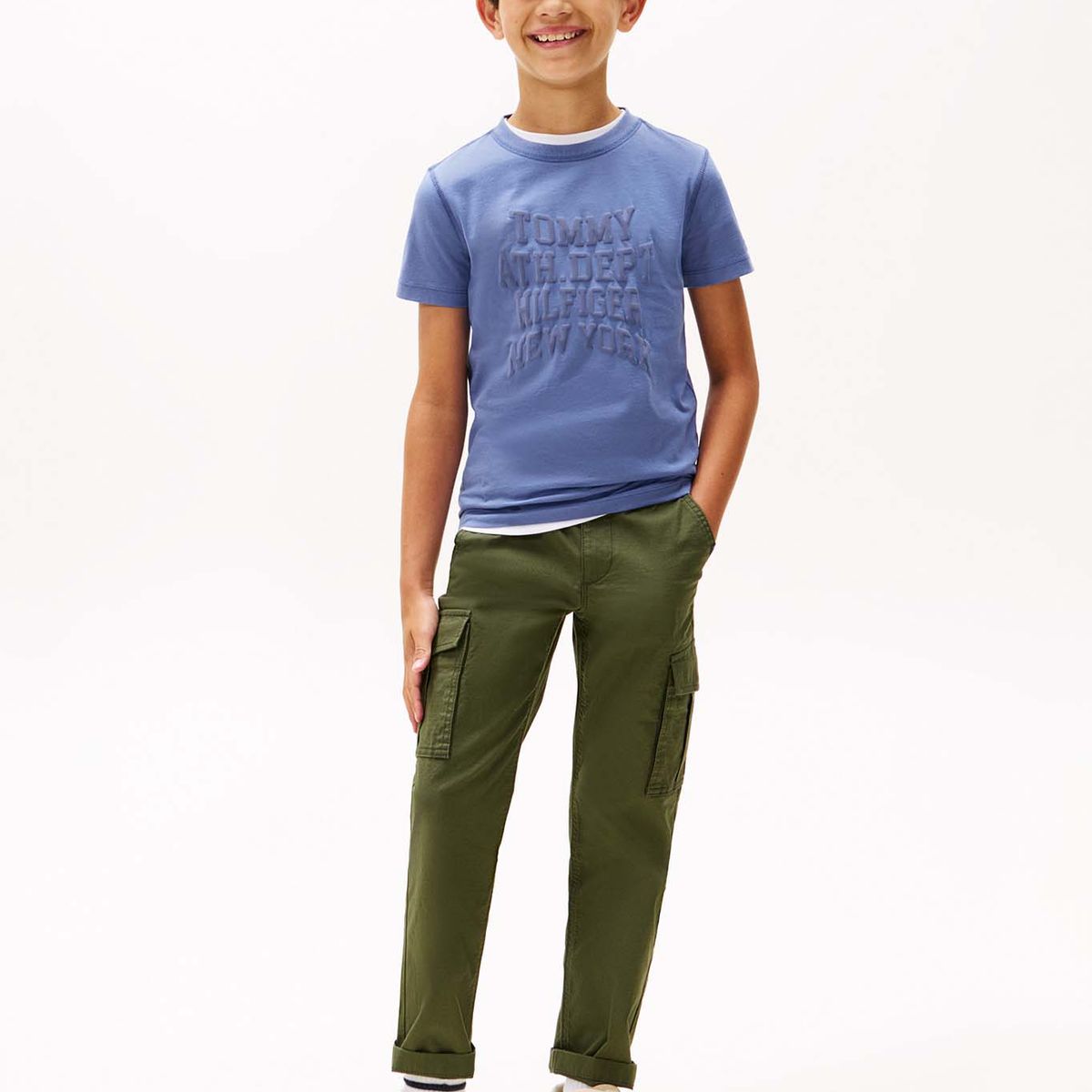 TOMMY HILFIGER - Polera Con Logo Varsity Celeste Tommy Hilfiger