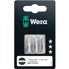 WERA - Set 3 Puntas Planas 06 10 12 x 25 mm