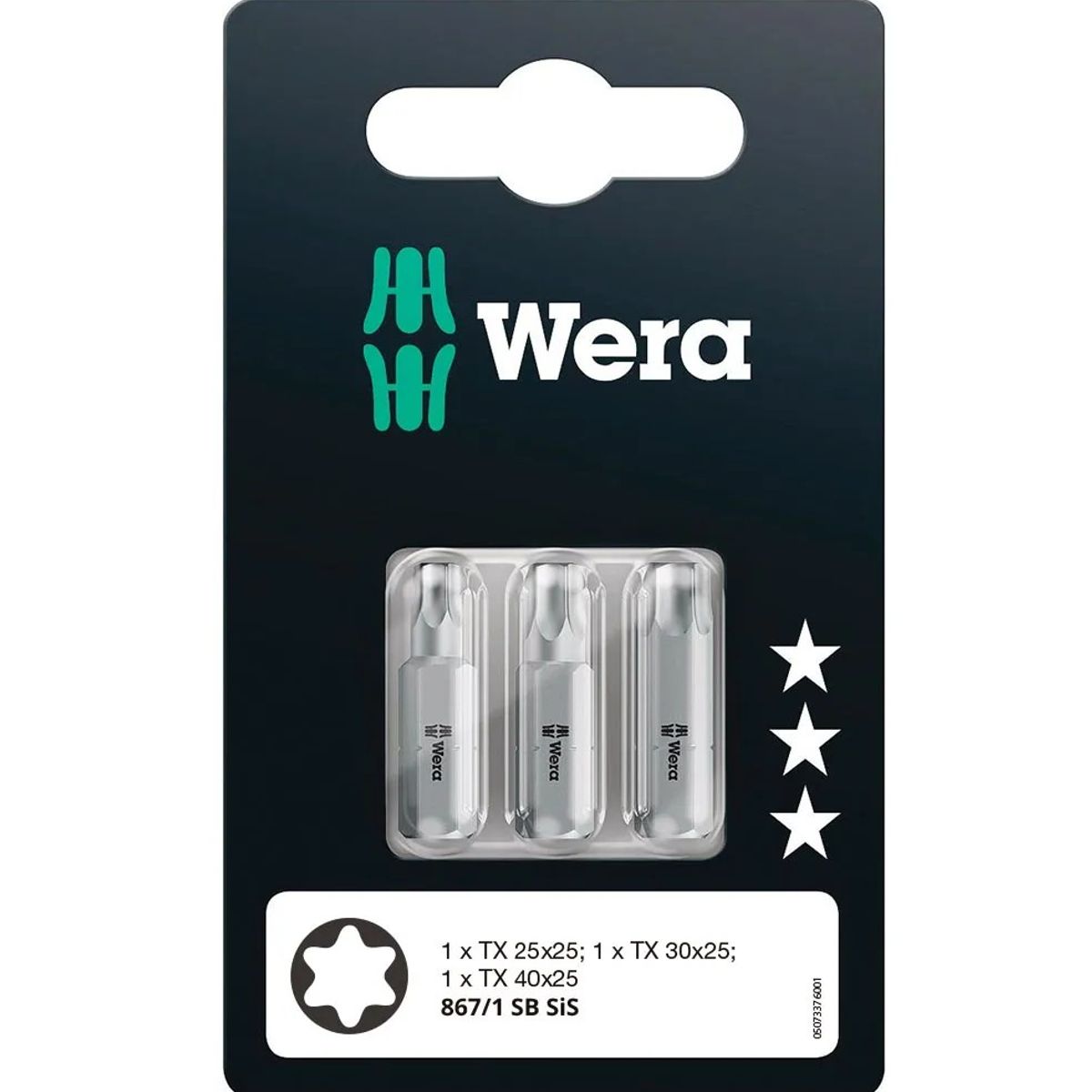 WERA - Set 3 Puntas TORX® TX25  TX30  TX40 x 25 mm