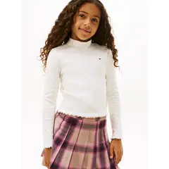 TOMMY HILFIGER - Polera De Cuello Alto Blanco