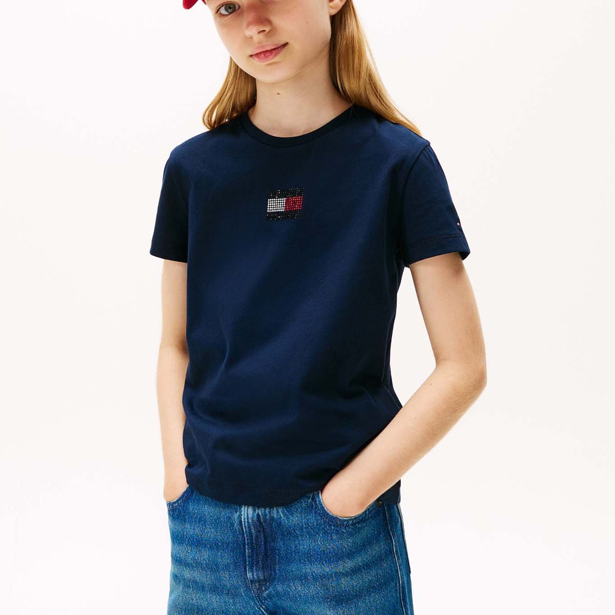 TOMMY HILFIGER - Polera Stone Flag Logo Azul Tommy Hilfiger
