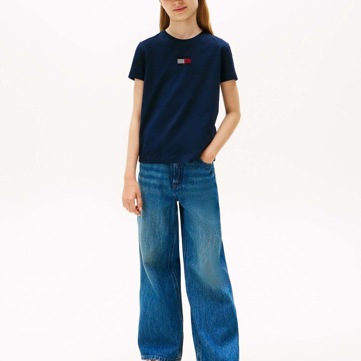 TOMMY HILFIGER - Polera Stone Flag Logo Azul Tommy Hilfiger