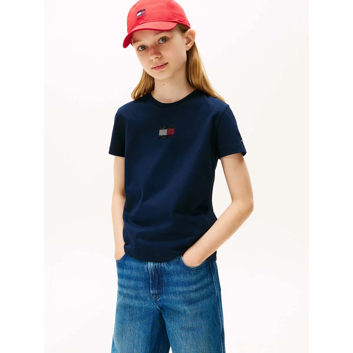 TOMMY HILFIGER - Polera Stone Flag Logo Azul Tommy Hilfiger