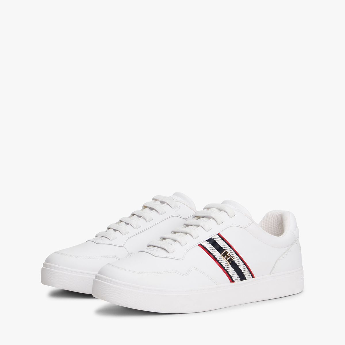 TOMMY HILFIGER - Zapatillas De Cuero Webbing Cupsole Blanco Tommy Hilfiger
