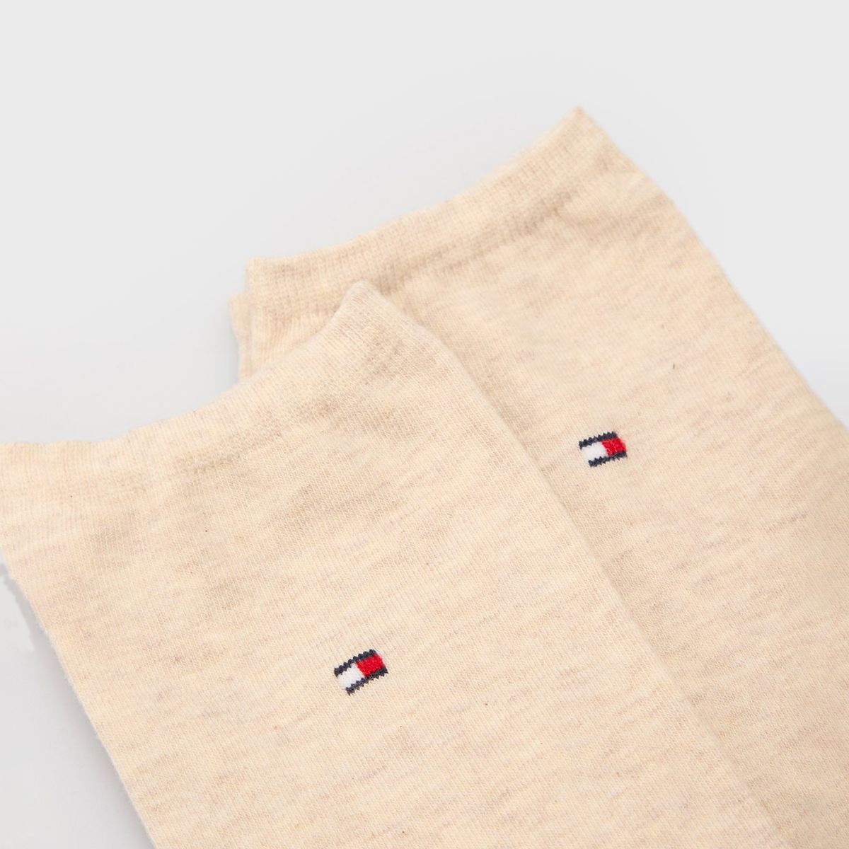 TOMMY HILFIGER - Pack de dos pares de calcetines clásicos con logo bordado Beige Tommy Hilfiger