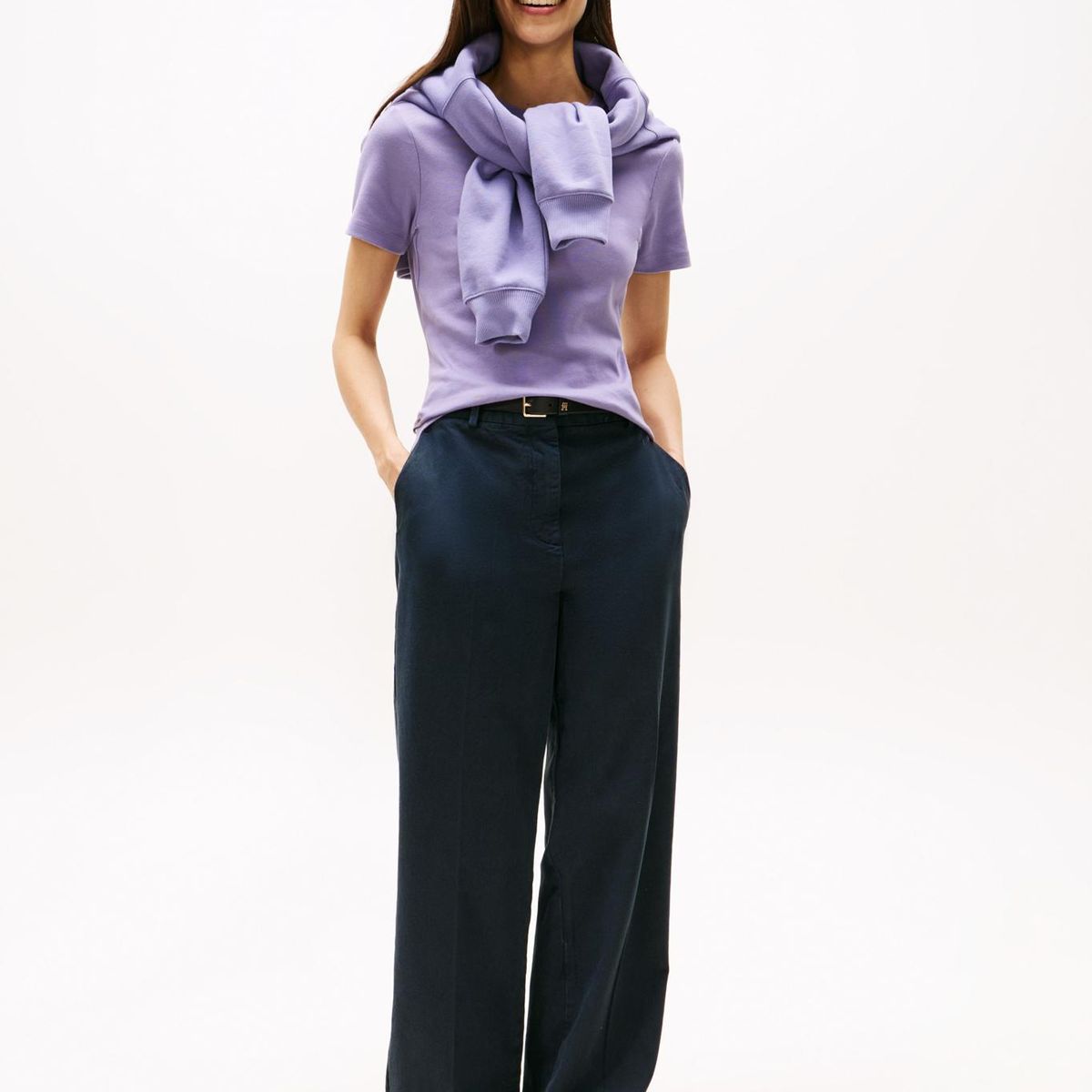 TOMMY HILFIGER - Polera Cody Slim Fit Lila Tommy Hilfiger