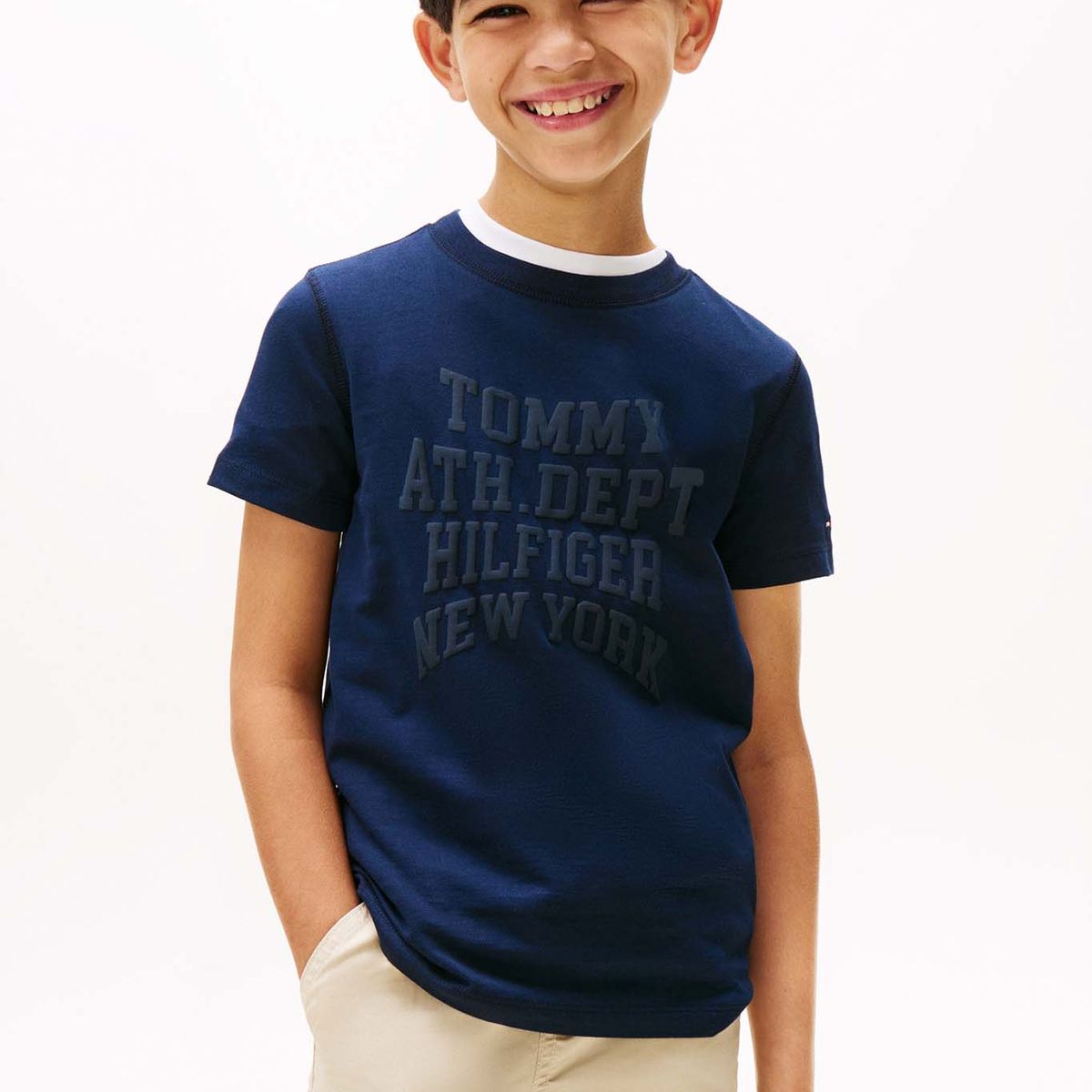TOMMY HILFIGER - Polera Con Logo Varsity Azul Tommy Hilfiger