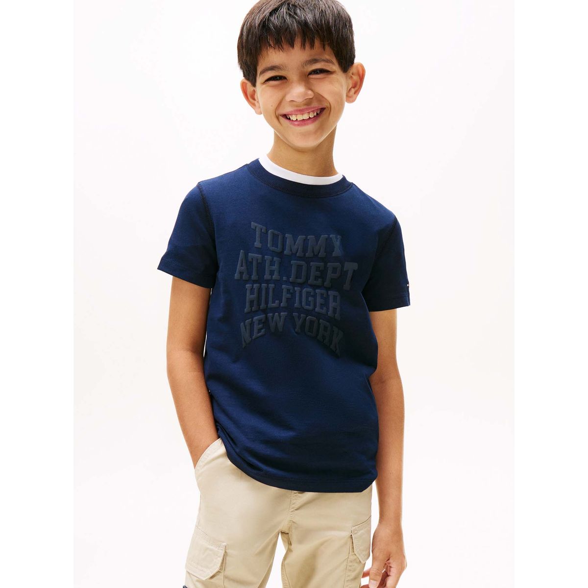 TOMMY HILFIGER - Polera Con Logo Varsity Azul Tommy Hilfiger