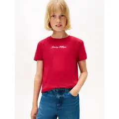 TOMMY HILFIGER - Polera Con Logo Script Rojo