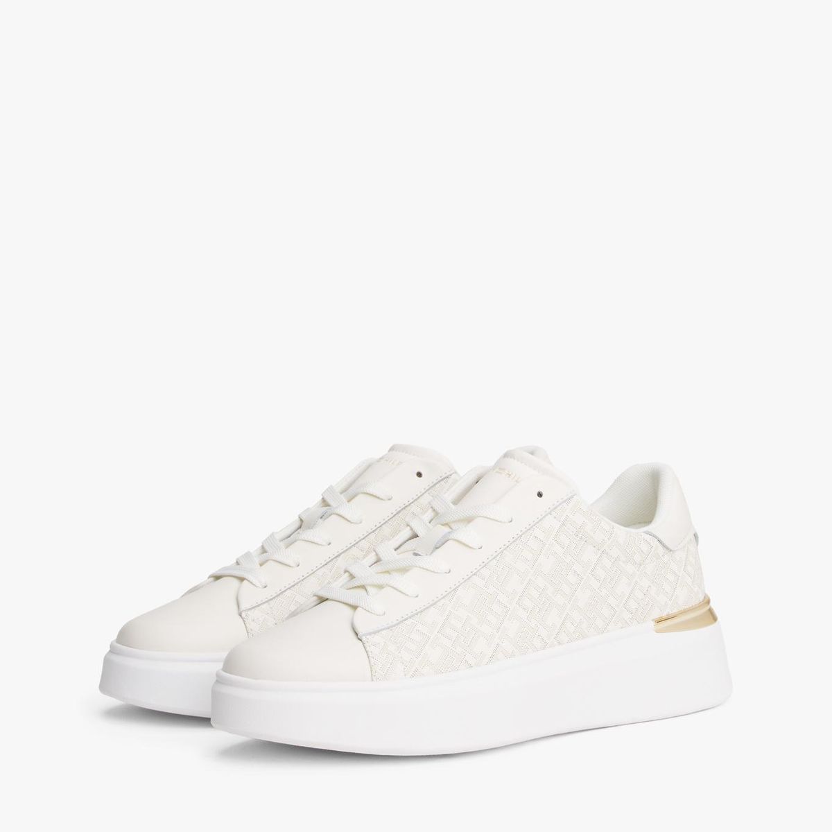 TOMMY HILFIGER - Zapatillas De Cuero Monogram Platform Blanco Tommy Hilfiger