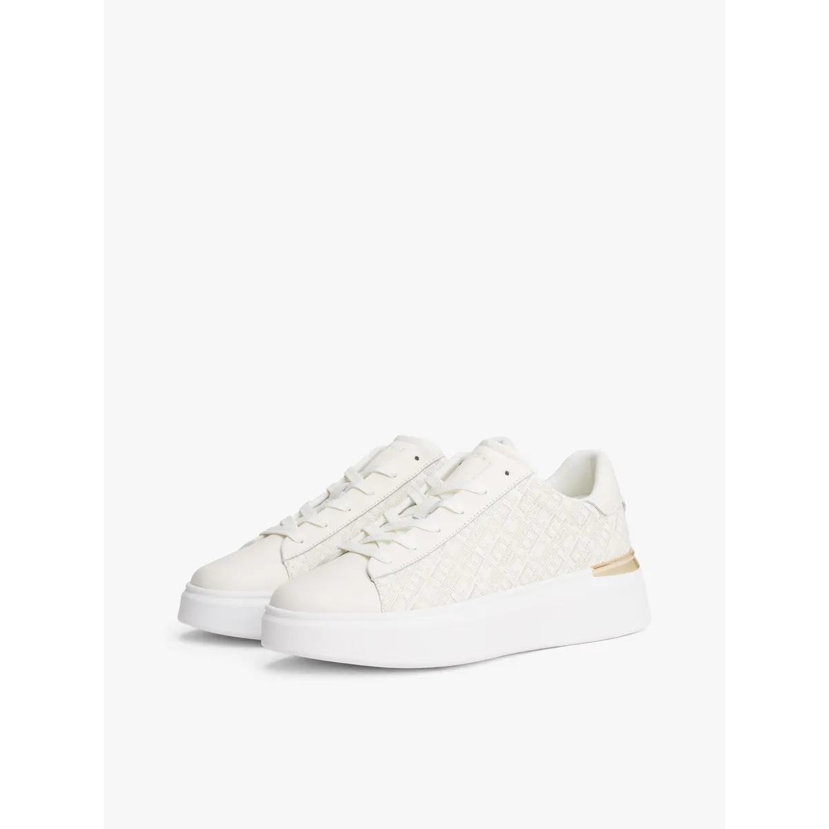 TOMMY HILFIGER - Zapatillas De Cuero Monogram Platform Blanco Tommy Hilfiger