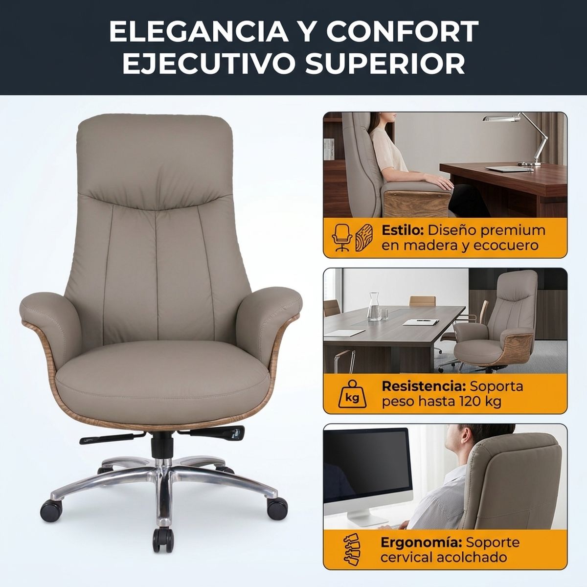 RODLER - Silla de Escritorio Ejecutiva Gerencia Comfort