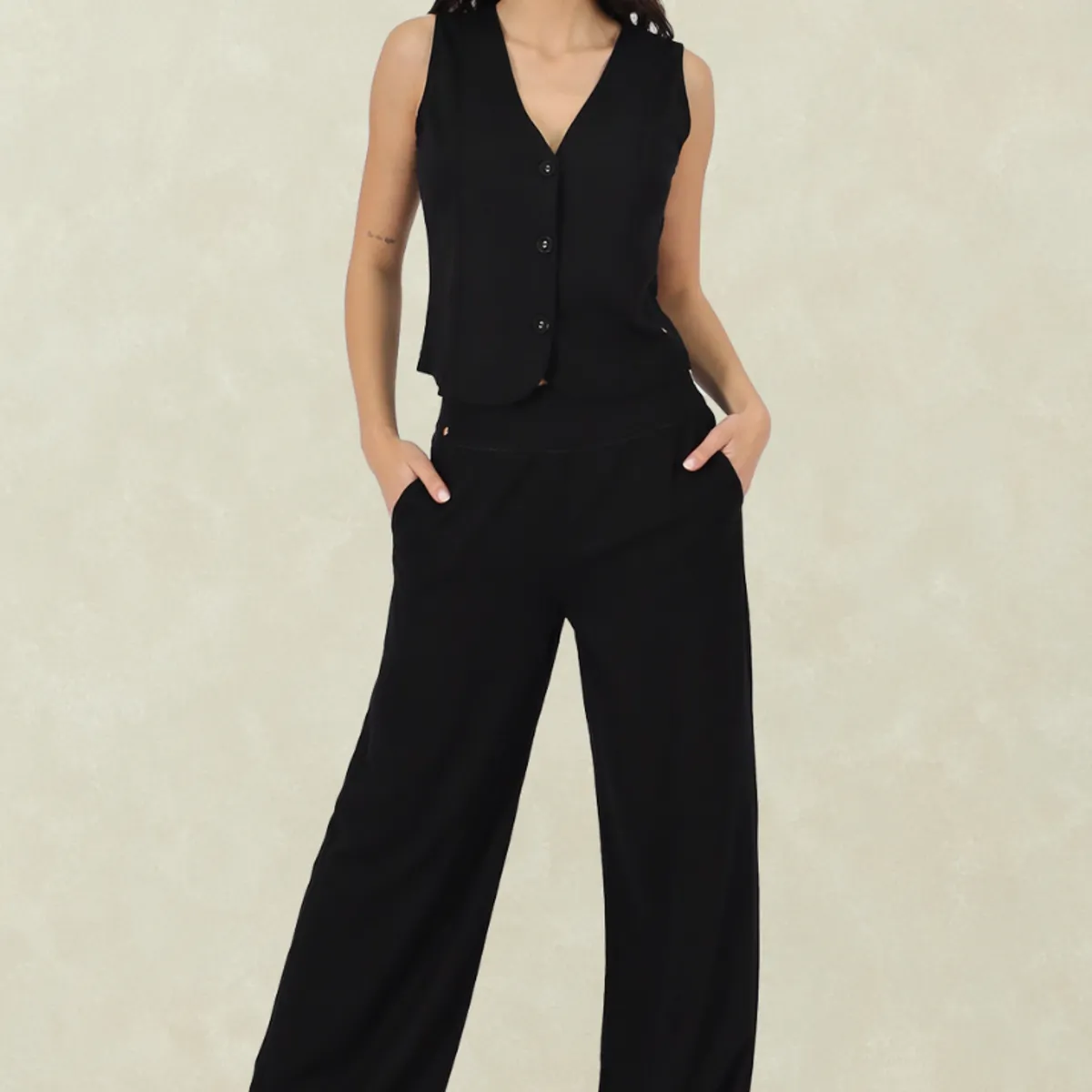 TENTATION - PANTALON PALAZZO LINO