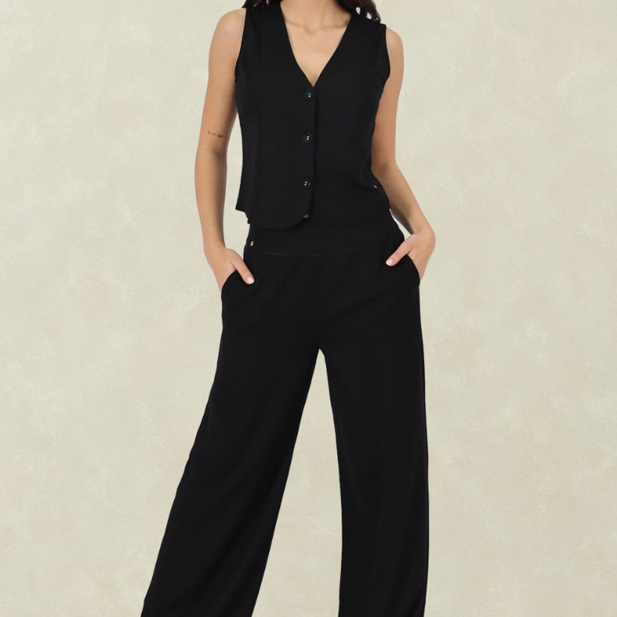 TENTATION - PANTALON PALAZZO LINO
