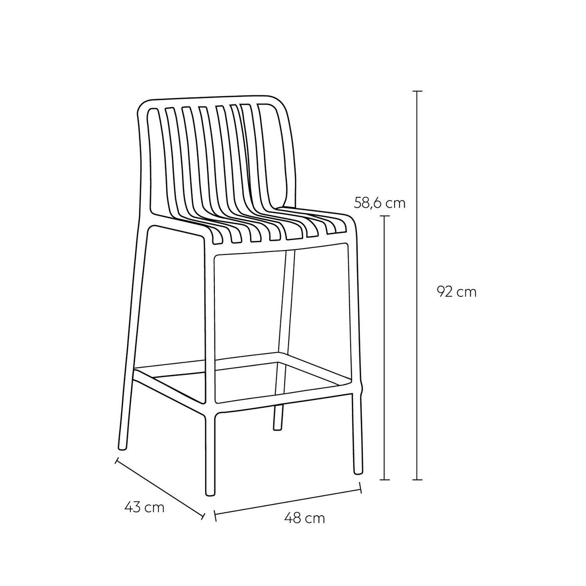 ESCANDINAVIA - Piso Taburete Silla alta bar cocina Magnus 65cm Blanco