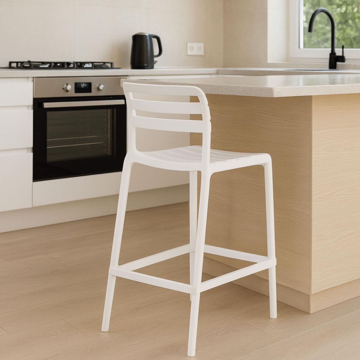 ESCANDINAVIA - Piso Taburete Silla alta bar cocina Galt 65cm Blanco