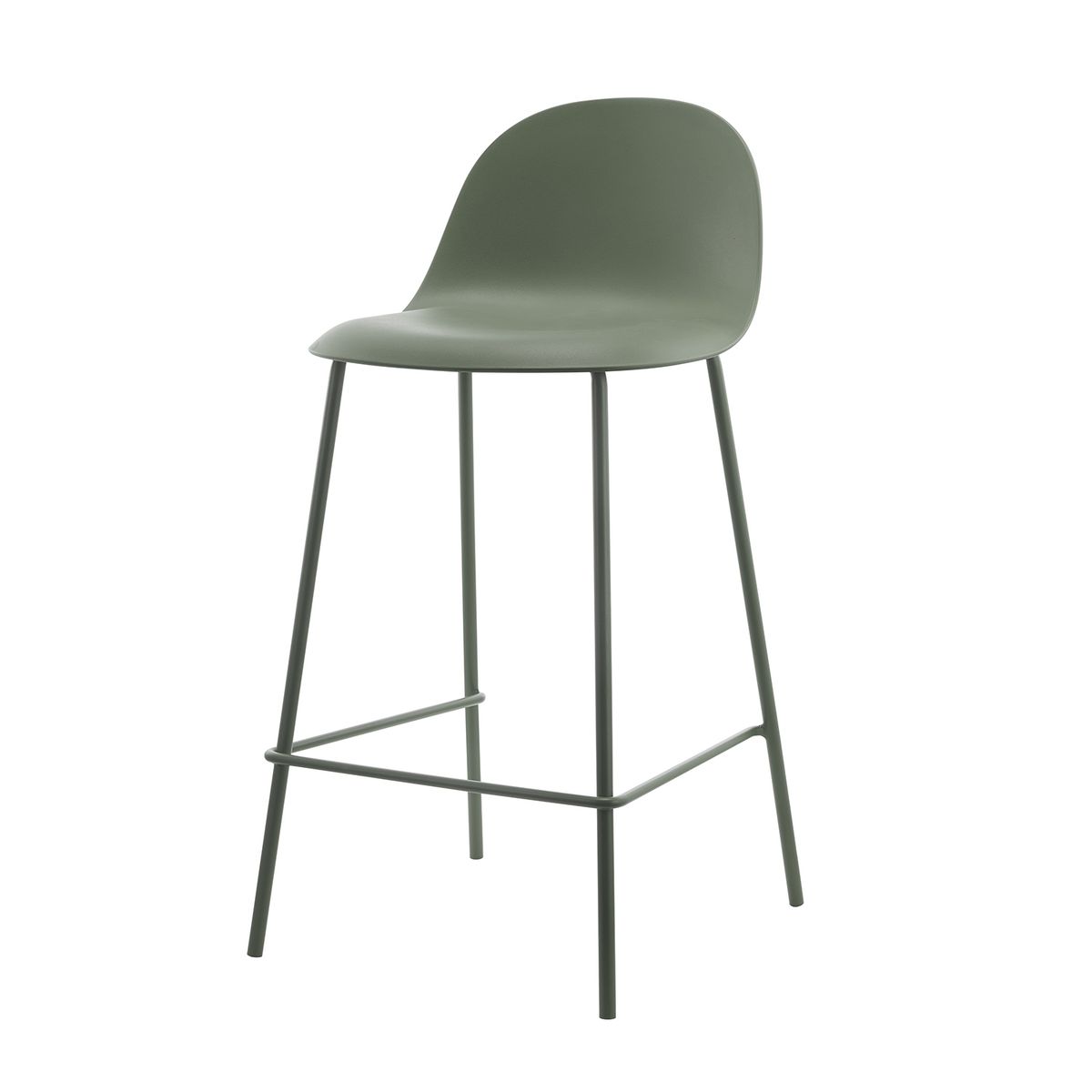 ESCANDINAVIA - Piso Taburete Silla Alta Bar Cocina Eira 65 cm Verde Oscuro