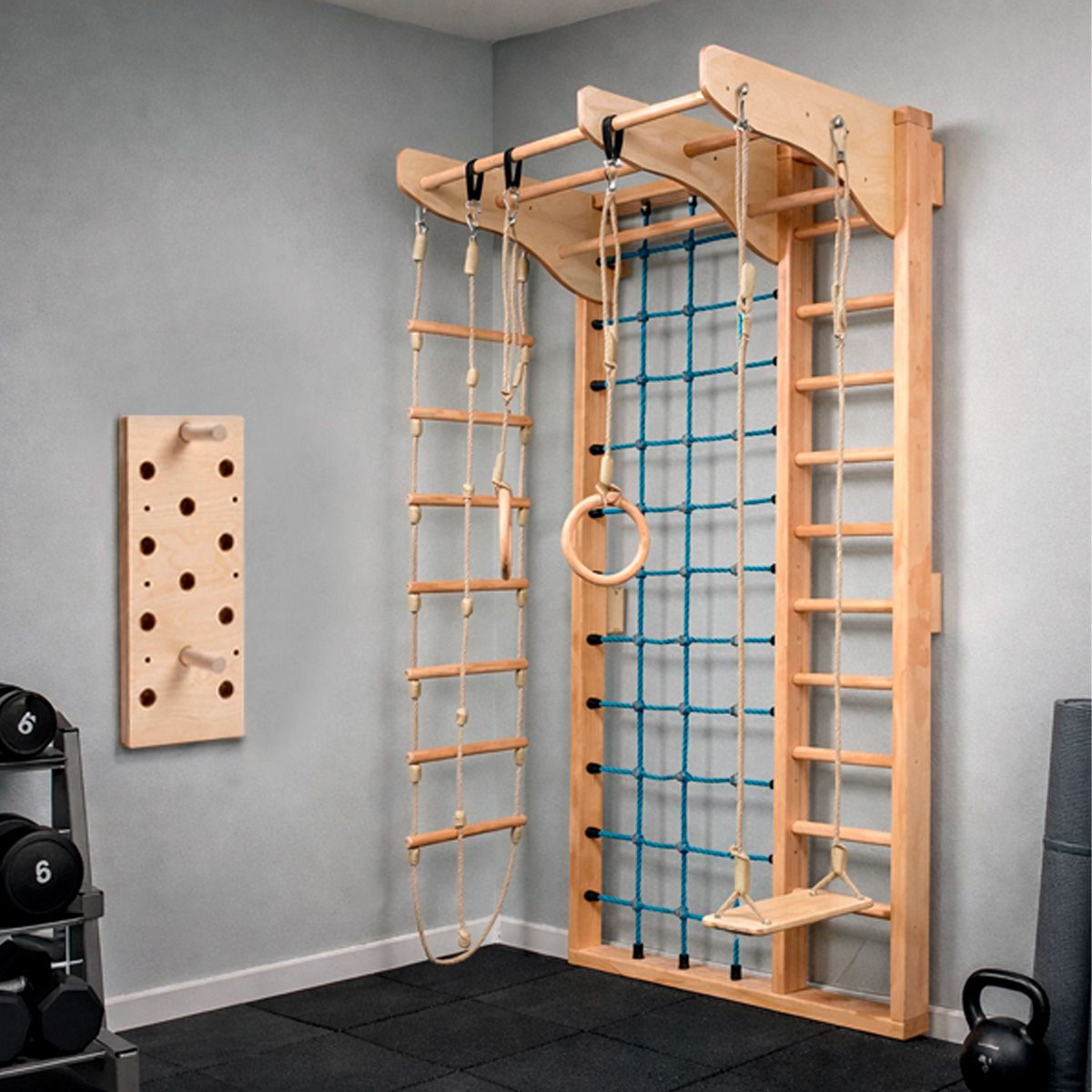 SDFIT - Juego Pikler Espaldera de escalada interior + Escalera Lateral + Muro Escalada Pulls WCFS-28