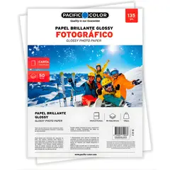 PACIFIC - Papel Fotografico Glossy Carta 135g 50 Hojas Inkjet - PS