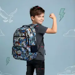 UTILISIMO - Mochila Escolar Bolso Con Estuche + Lonchera 45Cm Tela Oxford Niño Snowboard