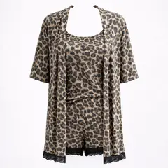 BANDIIT - Set pijama algodon de mujer short + top + bata levanatadora