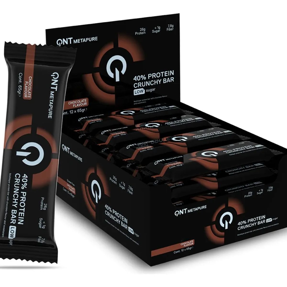 QNT - Barra de proteina QNT - Crunchy Chocolate Flavour 12 unidades